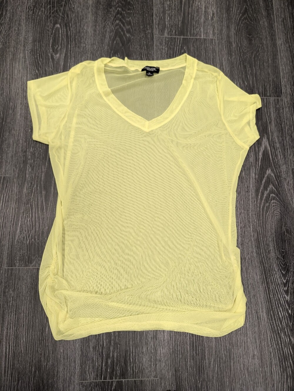 Rouge! Neon Lime Sheer V-Neck Top